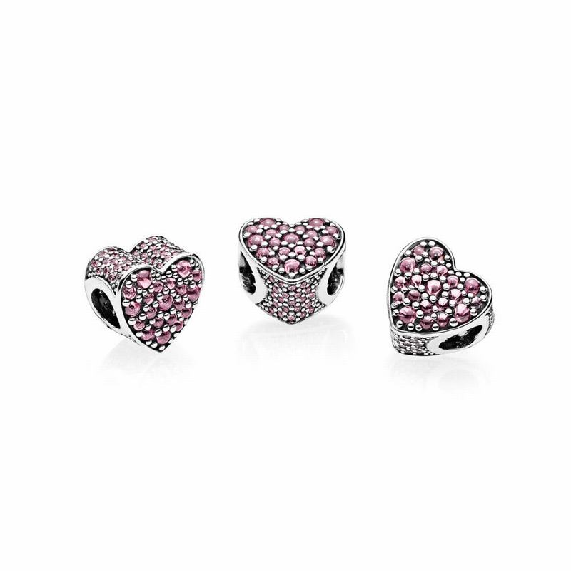 Pandora Pink Dazzling Heart Charm Silver Egypt IV6820154